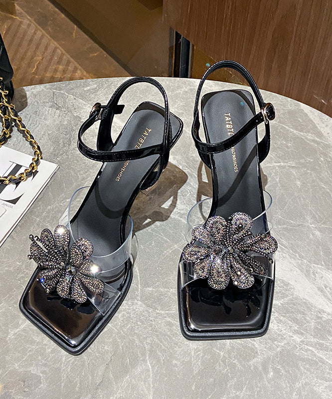 Stylish Rose Zircon Splicing High Heel Sandals Peep Toe