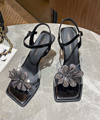 Stylish Rose Zircon Splicing High Heel Sandals Peep Toe