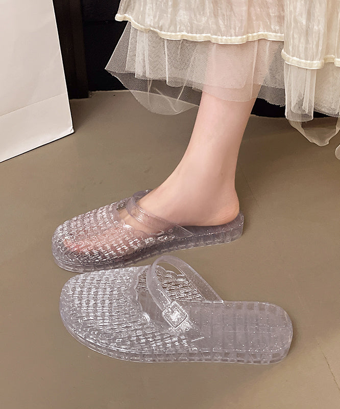 Black Comfortable Splicing Clear Slide Sandals
