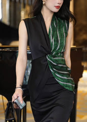 Colorblock V Neck Striped Patchwork Flattering Shirt Sleeveless