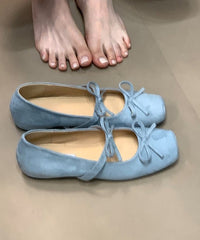 Chic Bow Splicing Flat Feet Shoes Yellow Suede