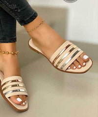 Pink Faux Leather Splicing Peep Toe Beach Slide Sandals Women