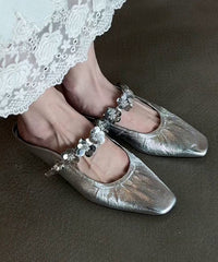 Stylish Silver Faux Leather Splicing Slide Sandals