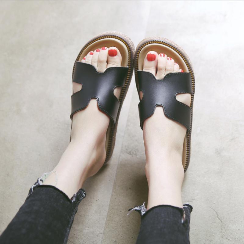 Cozy Leather Casual Flat-Bottomed Slippers