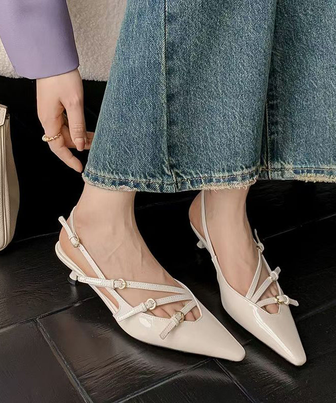 Mulberry High Heel Cowhide Leather Classy Splicing Sandals Pointed Toe