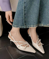 Mulberry High Heel Cowhide Leather Classy Splicing Sandals Pointed Toe