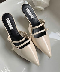 Black Wedge Heel Pointed Toe Slide Sandals