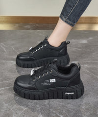 Beige Khaki Lace Up Splicing Platform Flat Feet Shoes