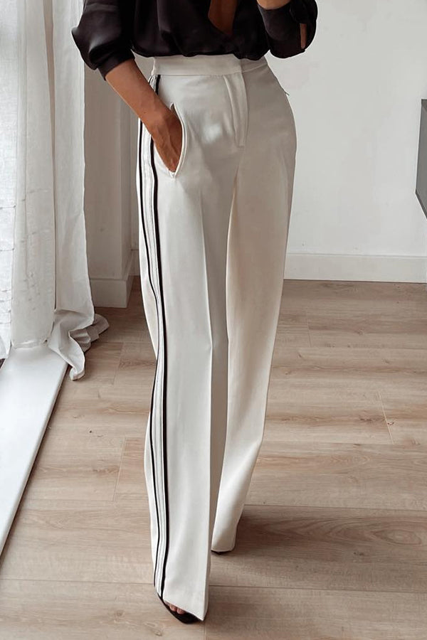 Contrast Striped Straight Pocket Pants