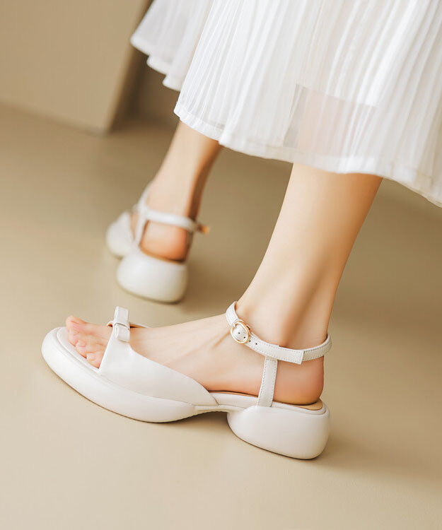 Yellow Cowhide Leather Splicing Bow Platform Sandals Peep Toe