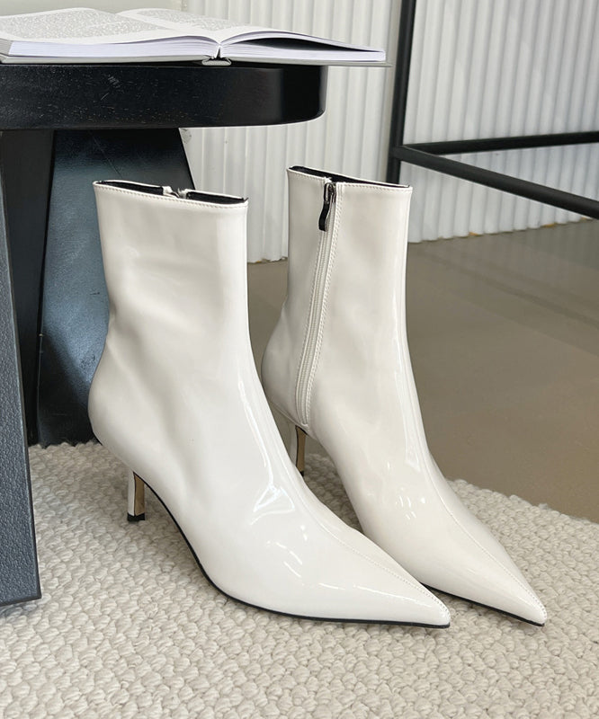 Yellow Splicing Stiletto Boots Pointed Toe