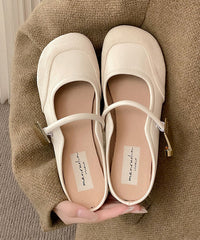 Beige Buckle Strap Splicing Slide Sandals