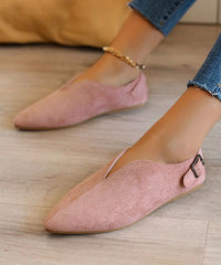 Suede Khaki Splicing Flat Shoes For Pointed Toe