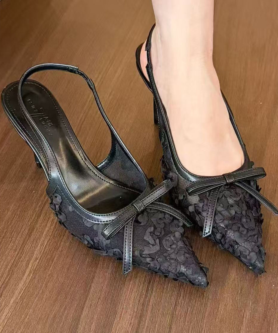 Beige High Heel Faux Leather Stylish Tulle Splicing Sandals