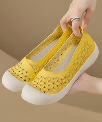 Yellow Hollow Out Faux Leather Comfortable Splicing Hiking Sandals