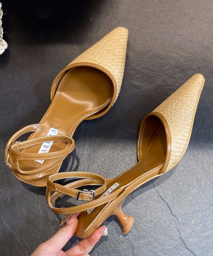 Blue High Heel Faux Leather Beautiful Splicing Sandals