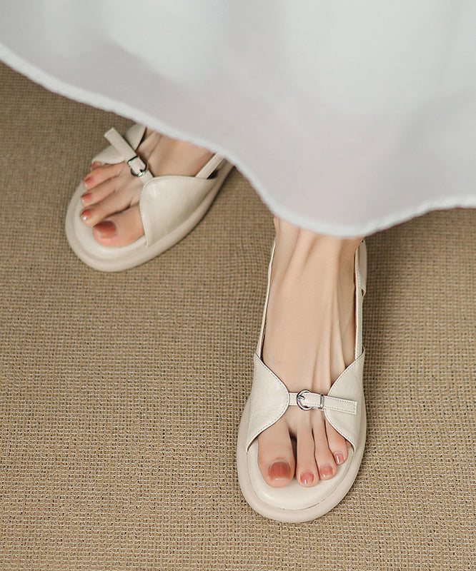 Splicing Chunky Sandals Pink Sheepskin Peep Toe