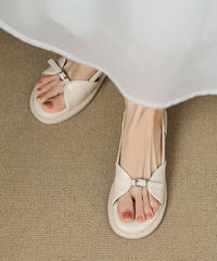 Splicing Chunky Sandals Pink Sheepskin Peep Toe