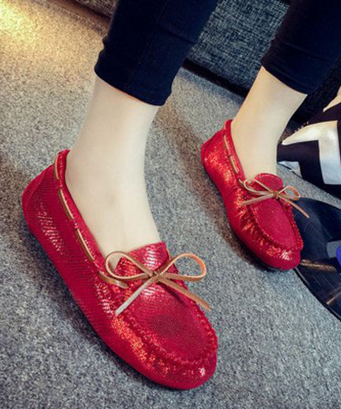 Unique Splicing Flat Shoes Silver Sequins Bow Faux Leather