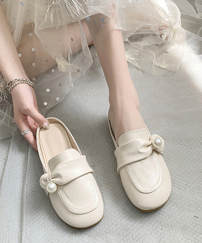 Beige Bow Splicing Casual Comfy Slide Sandals