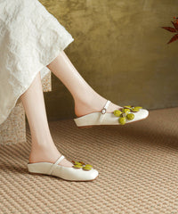 Pink Wedge Sheepskin Chic Floral Splicing Slide Sandals