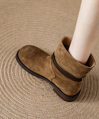 Boutique Khaki Suede Splicing Comfy Boots