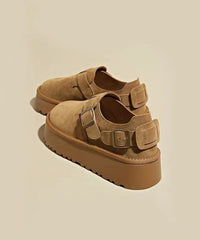 Comfortable Brown Splicing Platform Loafer Shoes