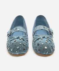 Original Design Blue Rivet Buckle Strap Splicing Flat Feet Shoes