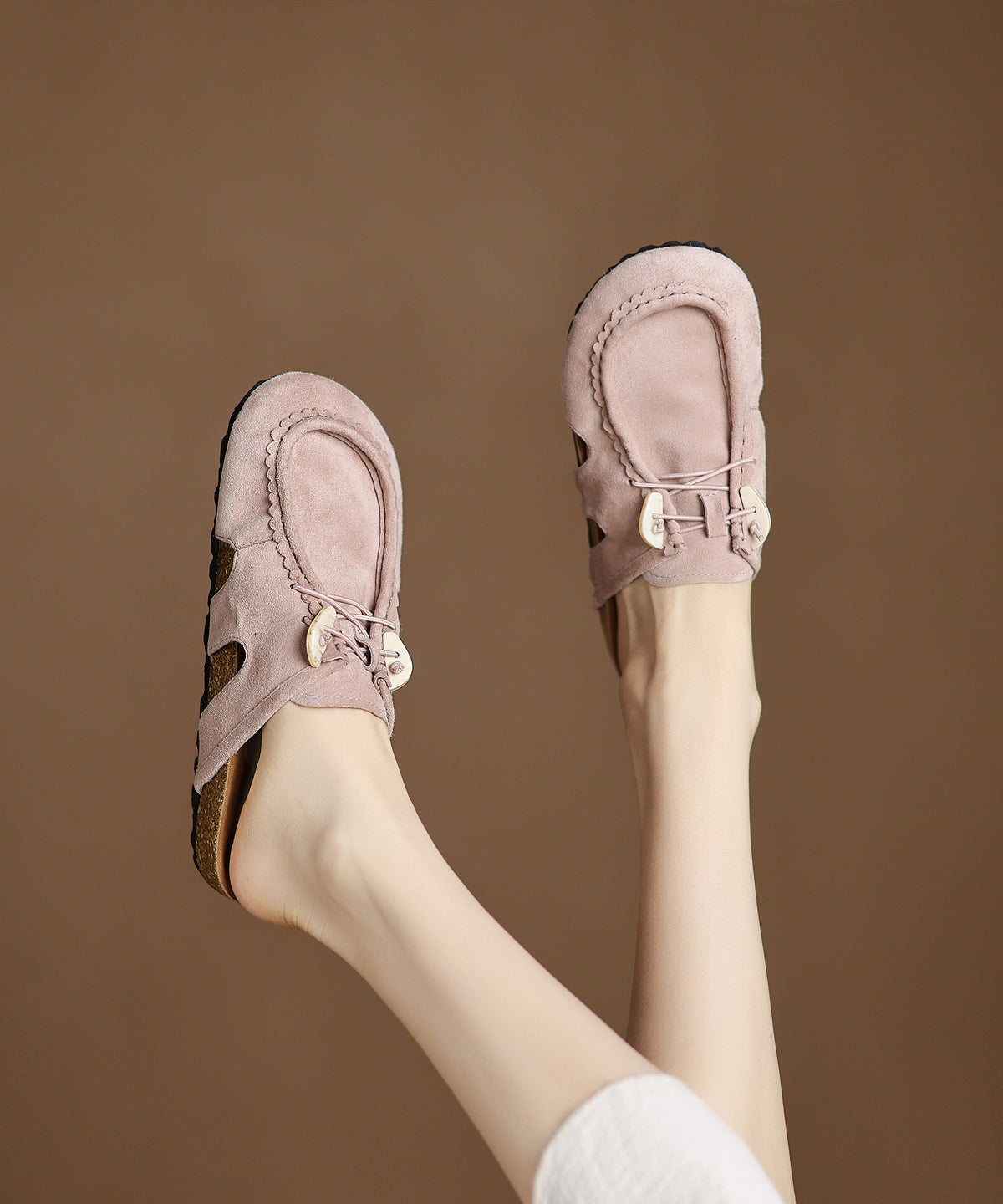 Brown Platform Suede Comfy Splicing Slide Sandals