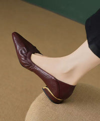 Classy Flat Shoes For Black Cowhide Leather Pointed Toe