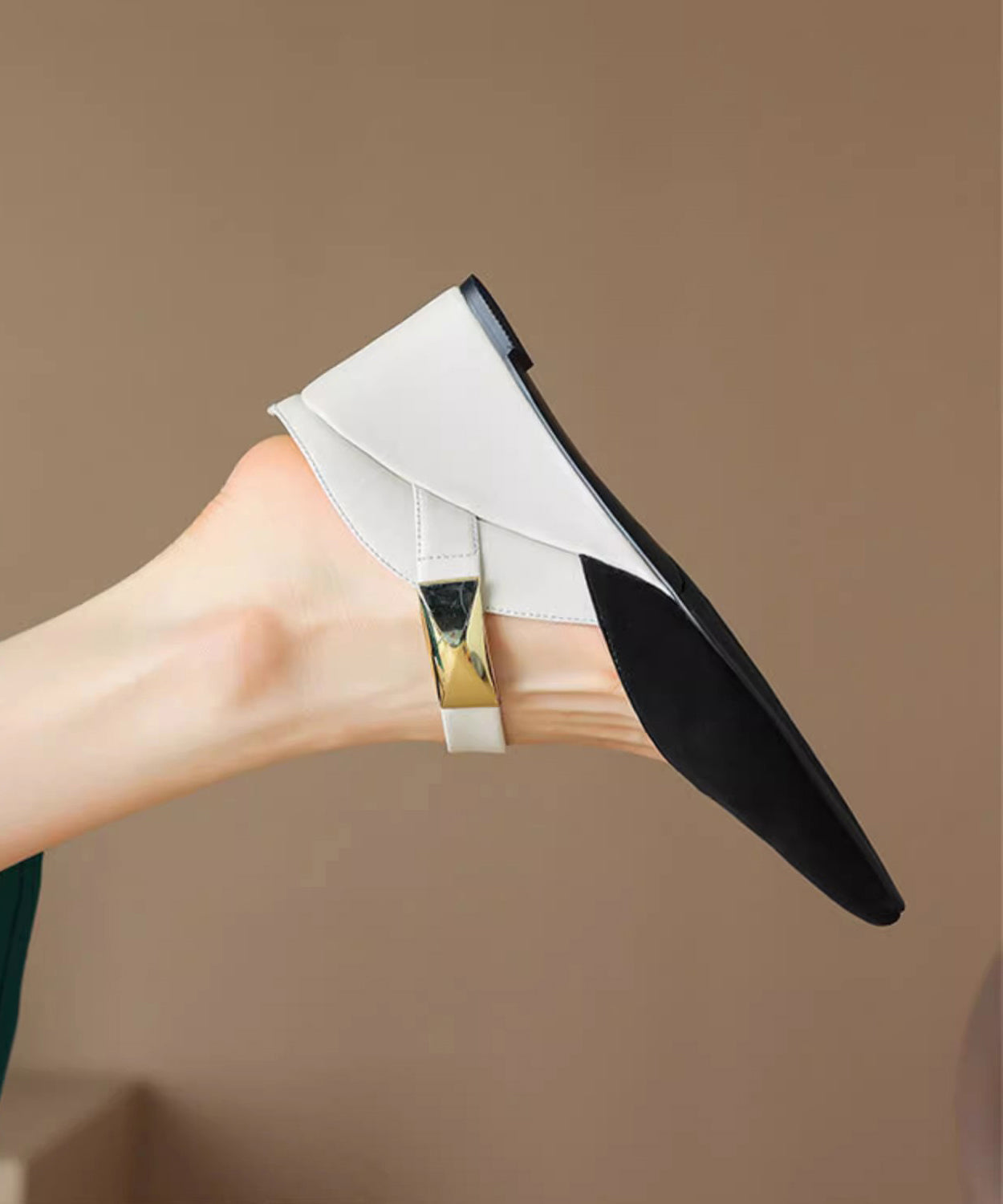 Summer Apricot Pointed Rivet Wedge Heels Slide Sandals