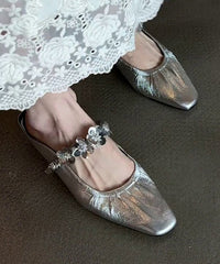 Stylish Silver Faux Leather Splicing Slide Sandals