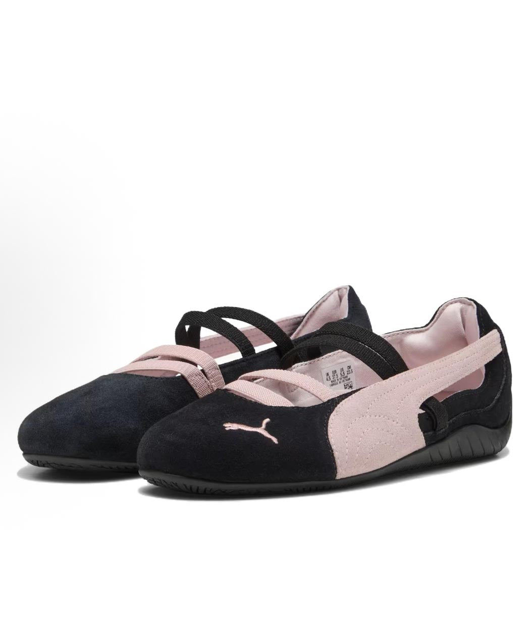 Black Pink Suede Flat Shoes For Splicing Buckle Strap