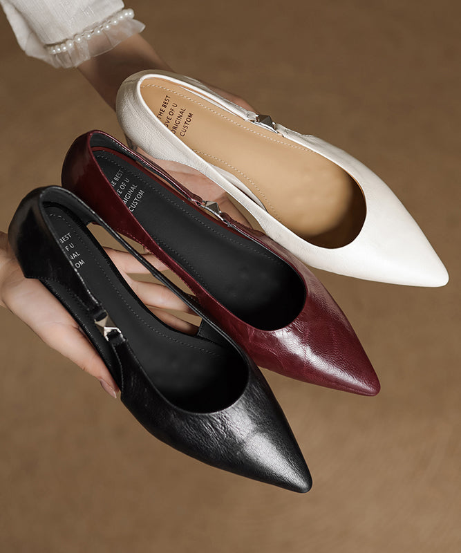 Fashion Splicing Flats Red Sheepskin Hollow Out Pointed Toe