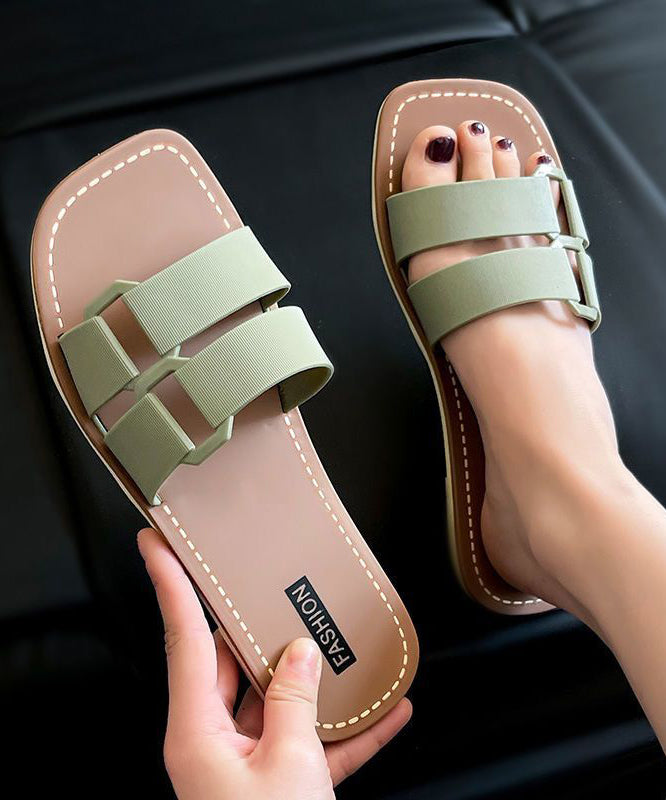 Versatile Khaki Flat Soft Slippers Peep Toe