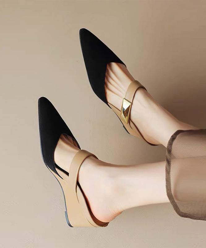 Summer Apricot Pointed Rivet Wedge Heels Slide Sandals