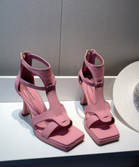 Black Splicing High Heel Sandals Hollow Out Peep Toe