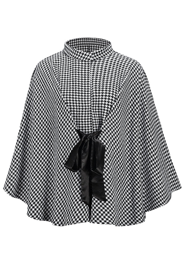 Houndstooth Loose Lace-up Cape