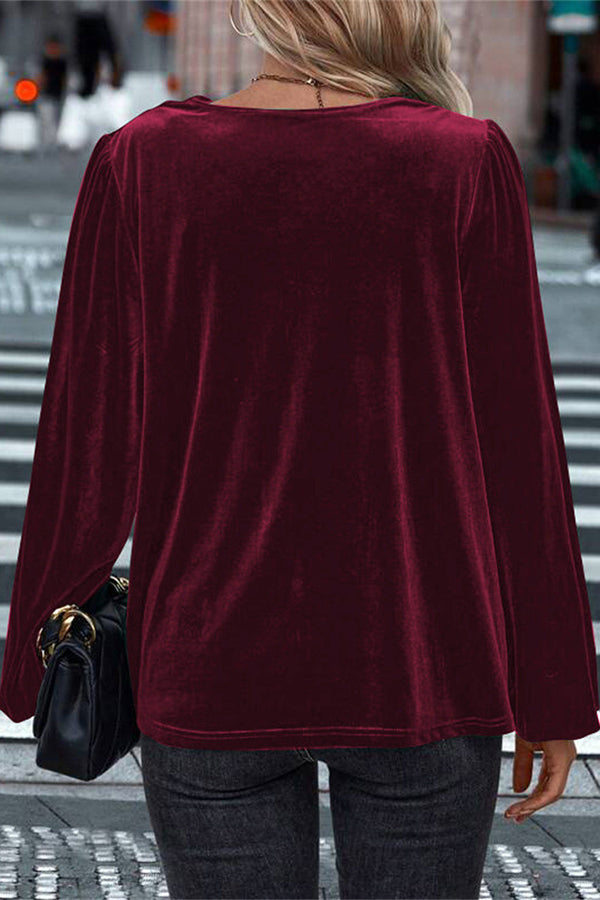 Velvet Long-sleeved Loose Casual Top
