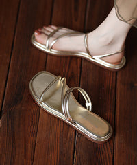 Silver Faux Leather Splicing Slide Sandals Peep Toe