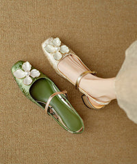 Green Chunky Floral Faux Leather Sandals