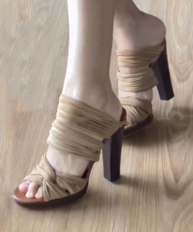 Stylish Apricot High Heels Slide Sandals Peep Toe