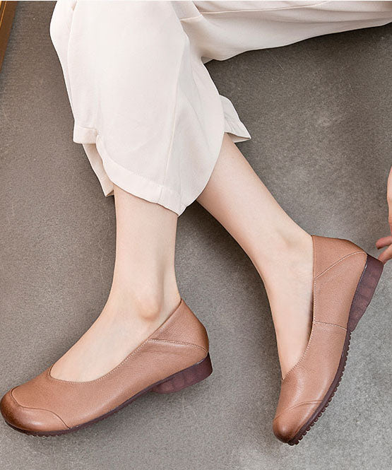 Soft Cowhide Leather Flat Shoes For Splicing Flat Feet Shoes