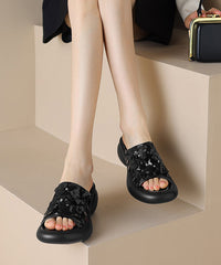 Stylish Splicing Platform Gold Sequins Slide Sandals Peep Toe