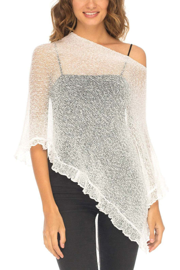 Solid Color Loose-fitting See-through Irregular Casual Cover-up