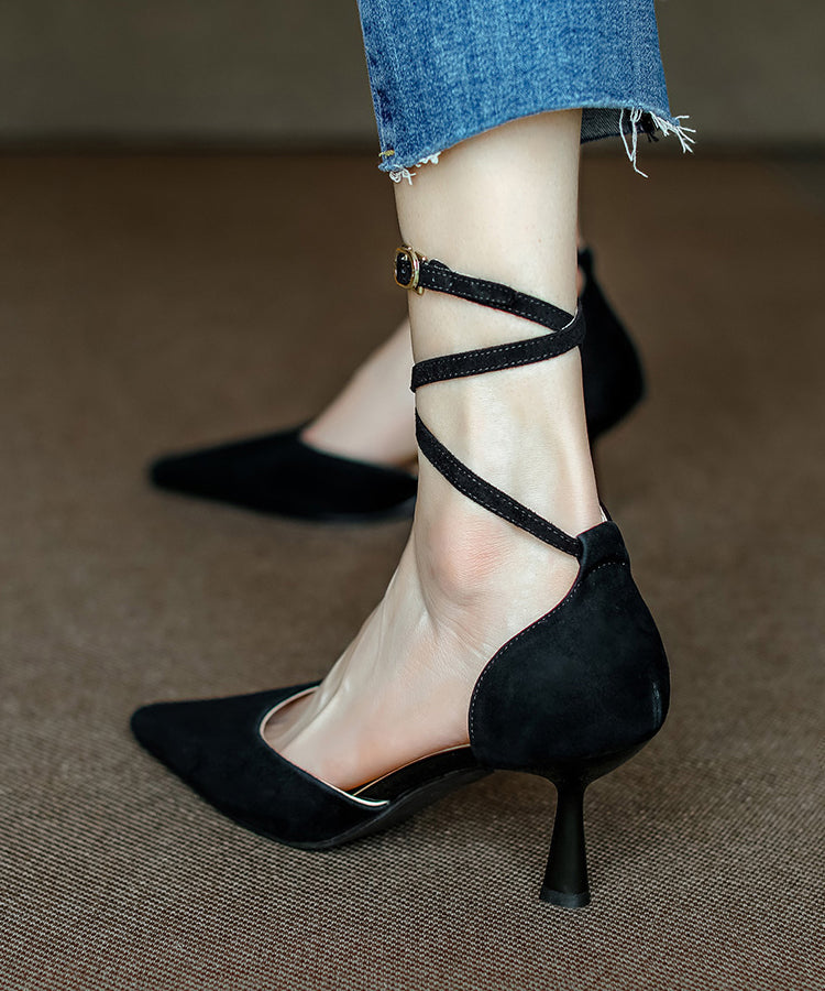 Sexy Leopard Lace Up High Heel Suede Sandals