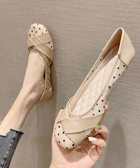 Black Dot Faux Leather Buckle Strap Flat Shoes