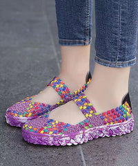 Casual Splicing Flat Shoes For Rose Knit Fabric