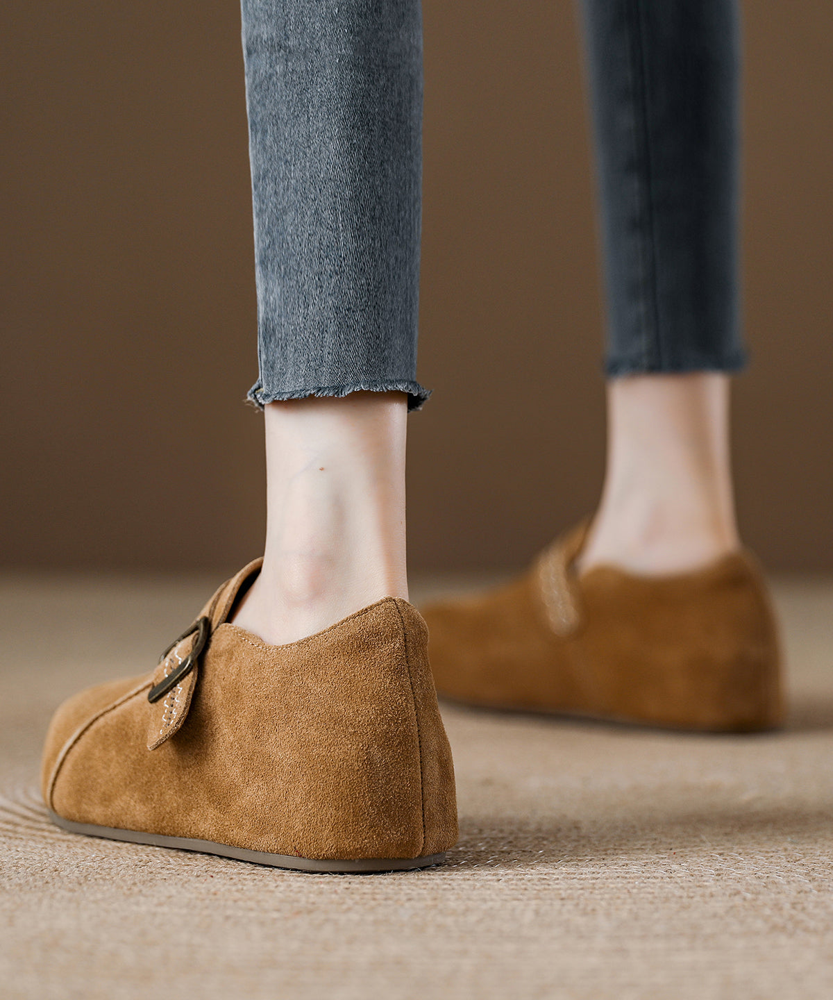 Light Camel Suede Platform Haken Shoes