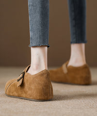 Light Camel Suede Platform Haken Shoes